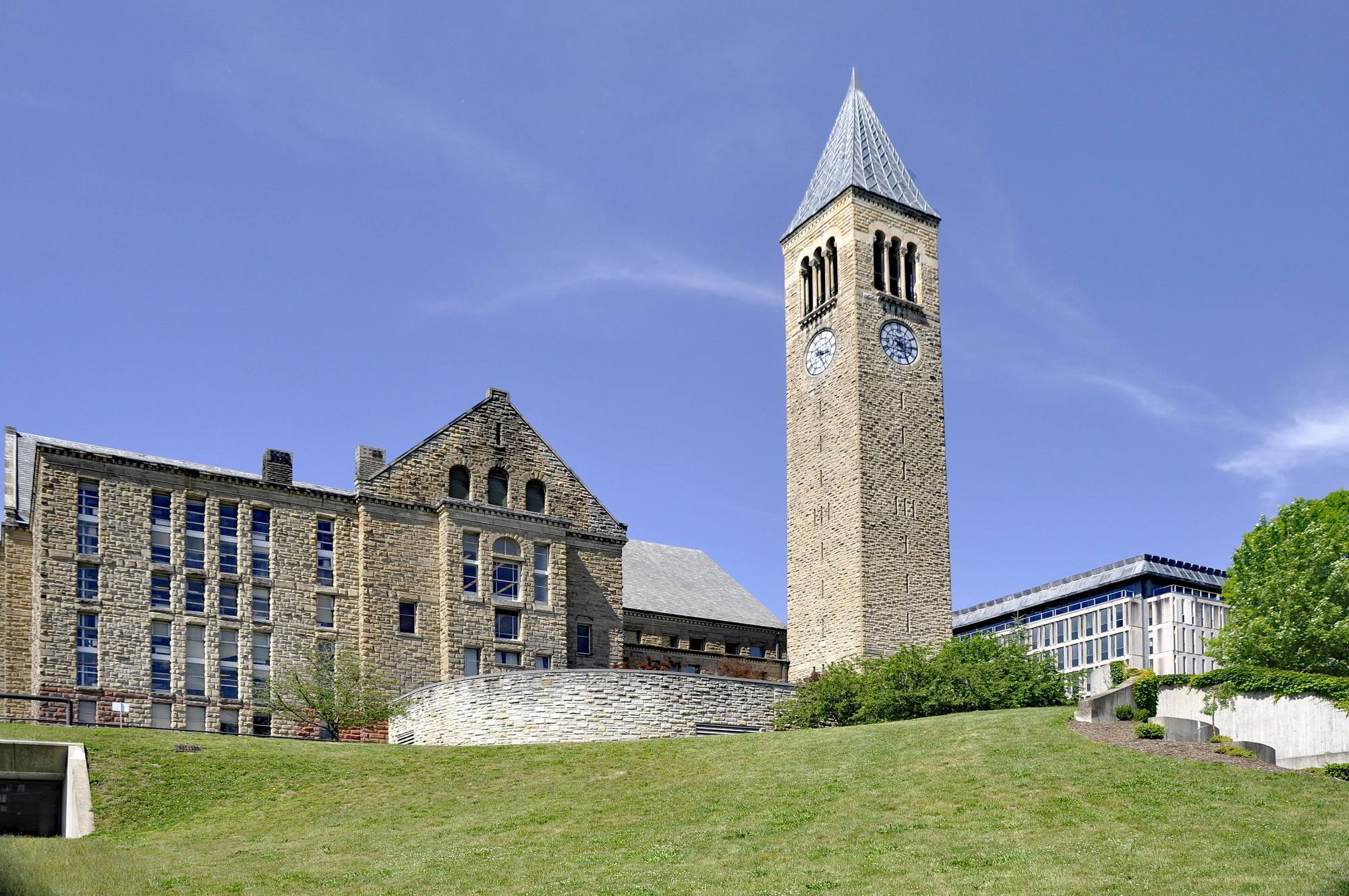 McGraw Tower and Uris Library on Cornell's campus